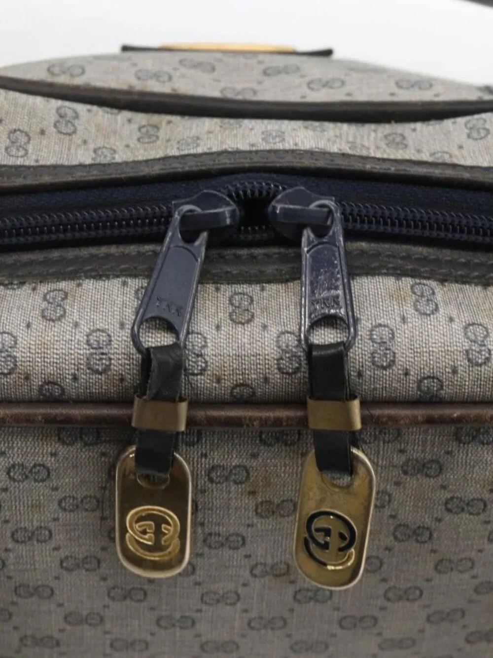 GUCCI Micro GG Supreme Hand Bag PVC Navy Gold 002 39 4330 Auth fm5279